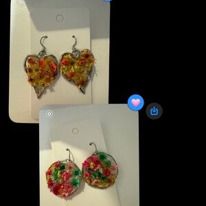 Floral Heart and Round Earrings